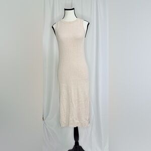 Banana Republic Minimalist Beige Ribbed Midi Dress